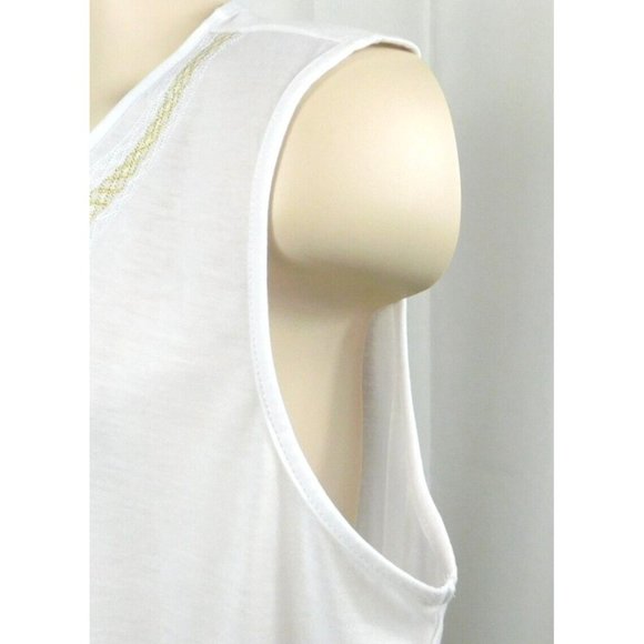 JENNY Womens Sleeveless Summer Top 1X White Cotton Blend Accent Stitching - Picture 4 of 6
